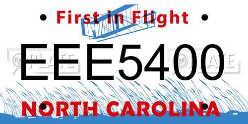 EEE5400 North Carolina License Plate