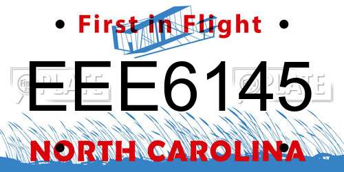 EEE6145 North Carolina License Plate