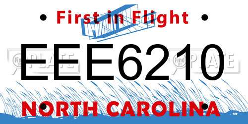EEE6210 North Carolina License Plate