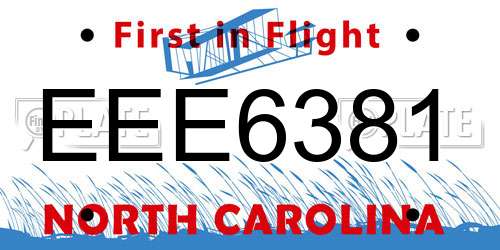 EEE6381 North Carolina License Plate