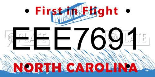 EEE7691 North Carolina License Plate