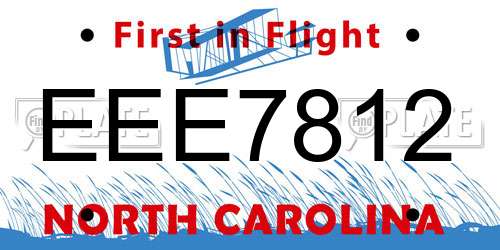 EEE7812 North Carolina License Plate