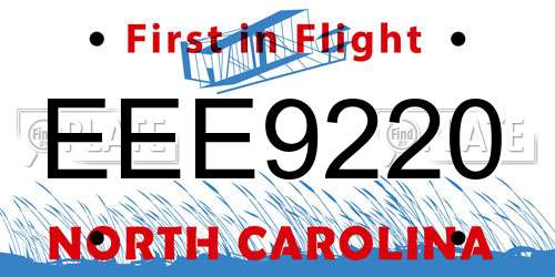 EEE9220 North Carolina License Plate