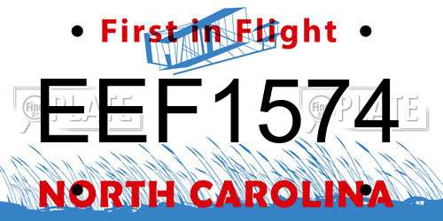 EEF1574 North Carolina License Plate