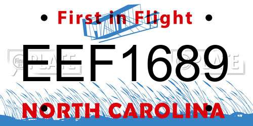 EEF1689 North Carolina License Plate