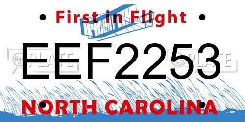EEF2253 North Carolina License Plate
