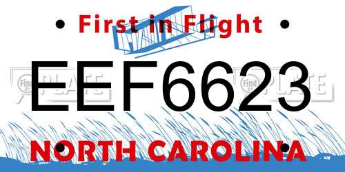 EEF6623 North Carolina License Plate