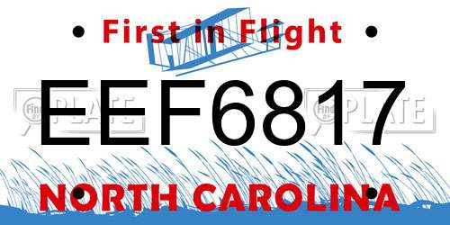 EEF6817 North Carolina License Plate