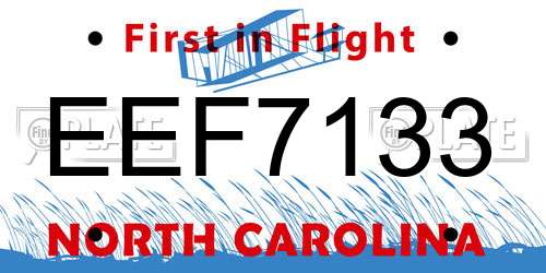 EEF7133 North Carolina License Plate
