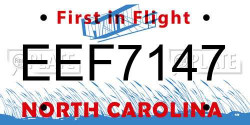 EEF7147 North Carolina License Plate