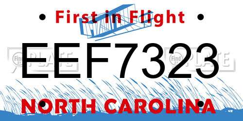 EEF7323 North Carolina License Plate