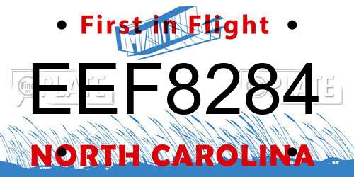 EEF8284 North Carolina License Plate
