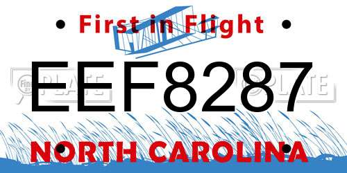 EEF8287 North Carolina License Plate