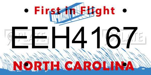 EEH4167 North Carolina License Plate