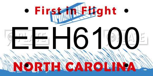 EEH6100 North Carolina License Plate