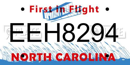 EEH8294 North Carolina License Plate