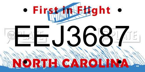 EEJ3687 North Carolina License Plate