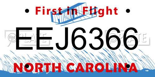 EEJ6366 North Carolina License Plate