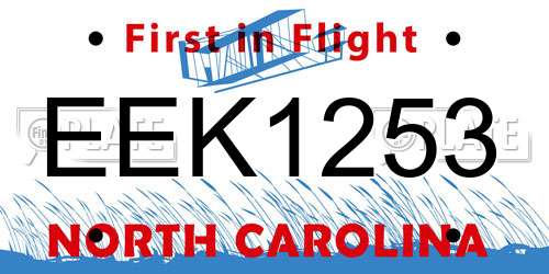 EEK1253 North Carolina License Plate