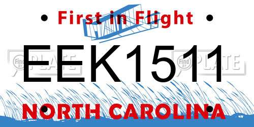 EEK1511 North Carolina License Plate