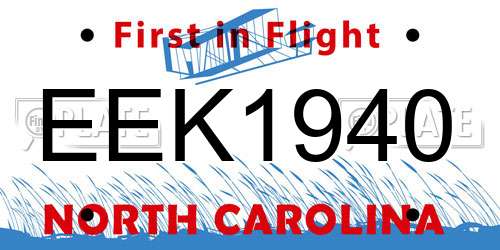 EEK1940 North Carolina License Plate