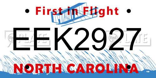 EEK2927 North Carolina License Plate