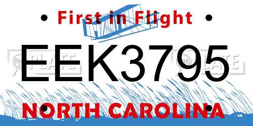 EEK3795 North Carolina License Plate