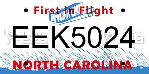 EEK5024 North Carolina License Plate