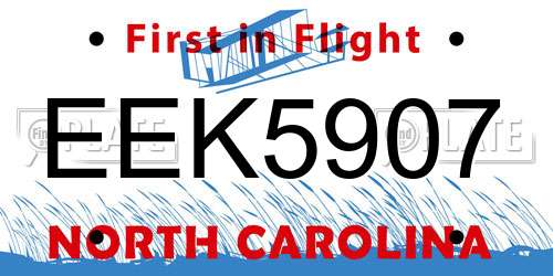 EEK5907 North Carolina License Plate