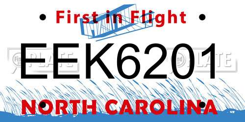 EEK6201 North Carolina License Plate