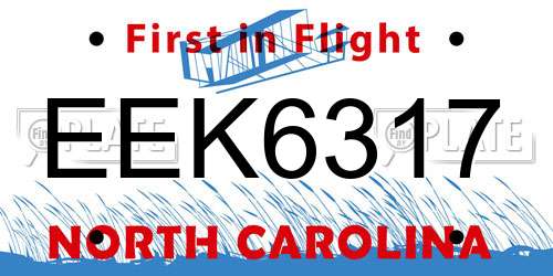 EEK6317 North Carolina License Plate