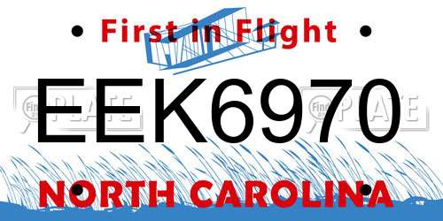 EEK6970 North Carolina License Plate