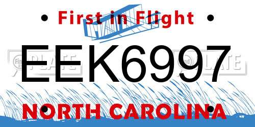 EEK6997 North Carolina License Plate