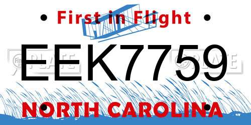 EEK7759 North Carolina License Plate