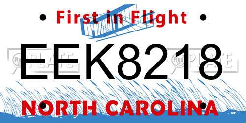 EEK8218 North Carolina License Plate