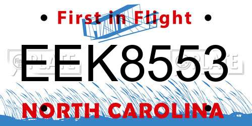 EEK8553 North Carolina License Plate