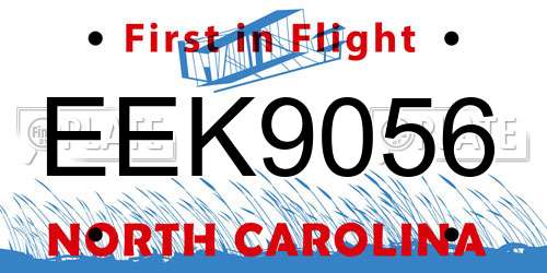 EEK9056 North Carolina License Plate
