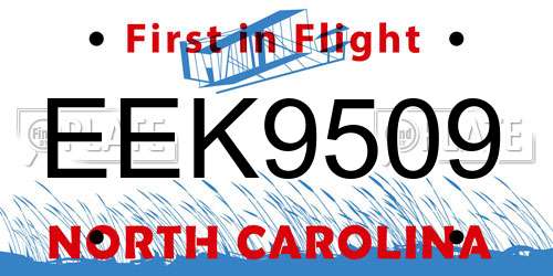 EEK9509 North Carolina License Plate
