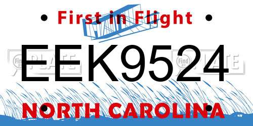 EEK9524 North Carolina License Plate