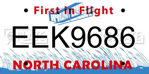 EEK9686 North Carolina License Plate