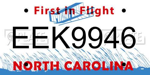 EEK9946 North Carolina License Plate