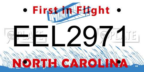 EEL2971 North Carolina License Plate