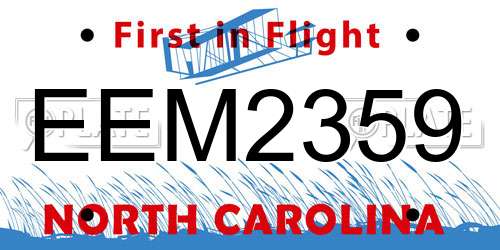 EEM2359 North Carolina License Plate