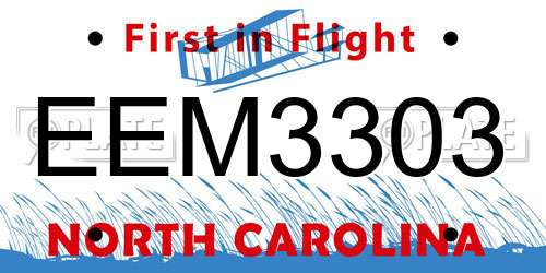 EEM3303 North Carolina License Plate