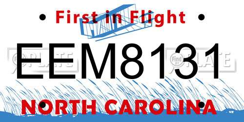 EEM8131 North Carolina License Plate