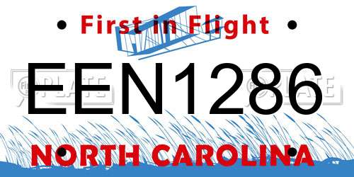 EEN1286 North Carolina License Plate