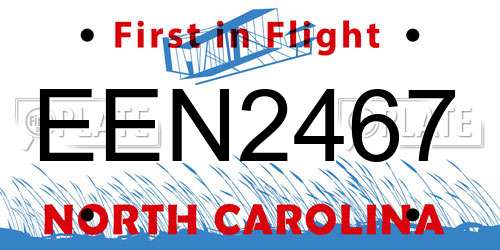 EEN2467 North Carolina License Plate