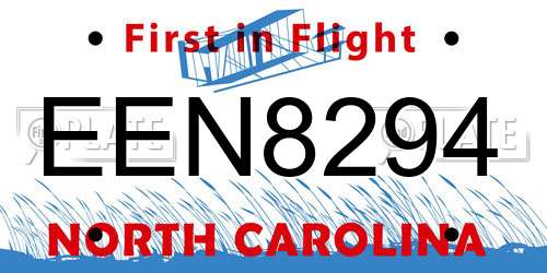EEN8294 North Carolina License Plate