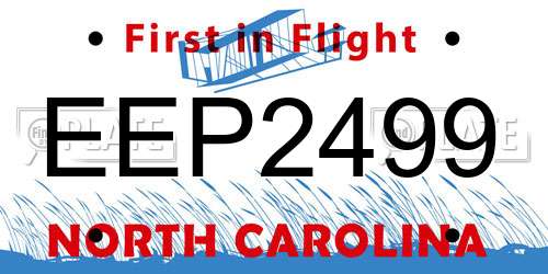 EEP2499 North Carolina License Plate