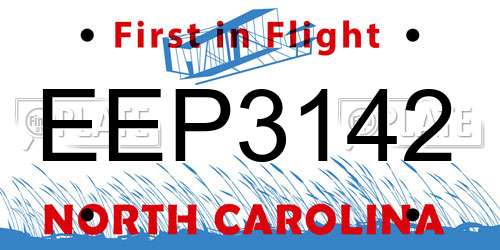 EEP3142 North Carolina License Plate